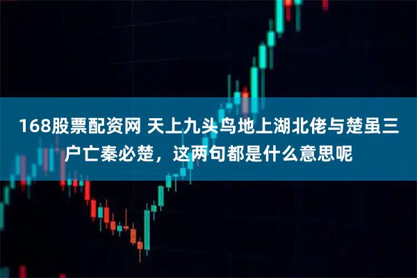 168股票配资网 天上九头鸟地上湖北佬与楚虽三户亡秦必楚，这两句都是什么意思呢